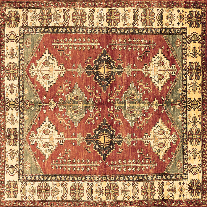 Square Machine Washable Geometric Brown Traditional Rug, wshtr349brn