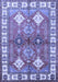 Machine Washable Geometric Blue Traditional Rug, wshtr349blu