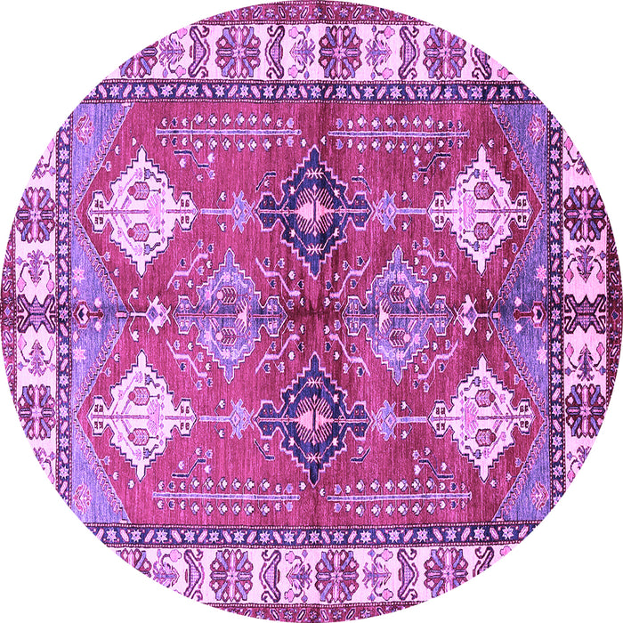Round Machine Washable Geometric Purple Traditional Area Rugs, wshtr349pur