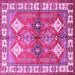 Square Geometric Pink Traditional Rug, tr349pnk