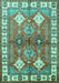 Geometric Turquoise Traditional Rug, tr349turq