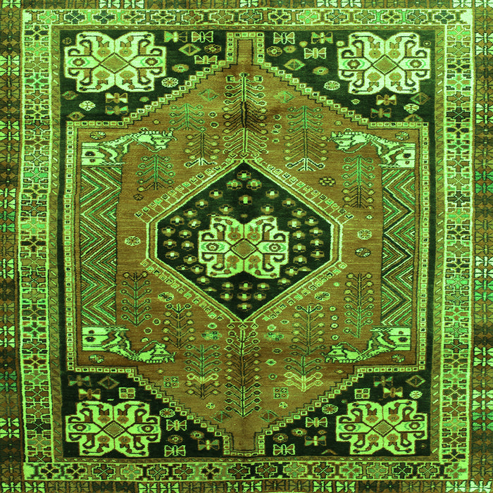Round Machine Washable Persian Green Traditional Area Rugs, wshtr34grn
