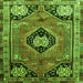 Round Machine Washable Persian Green Traditional Area Rugs, wshtr34grn