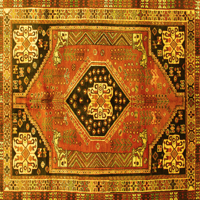 Square Machine Washable Persian Yellow Traditional Rug, wshtr34yw