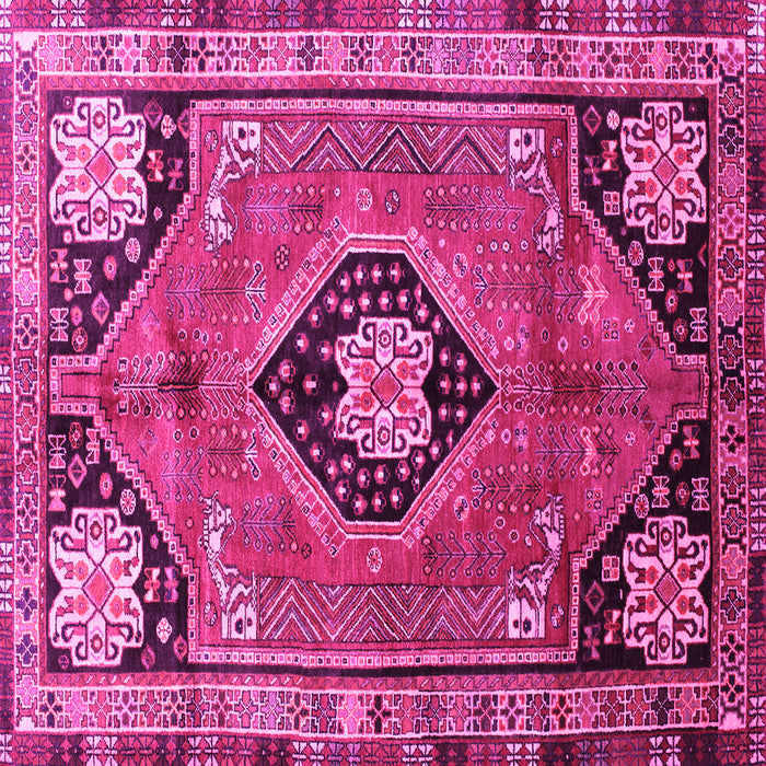 Square Machine Washable Persian Pink Traditional Rug, wshtr34pnk