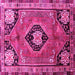 Square Machine Washable Persian Pink Traditional Rug, wshtr34pnk