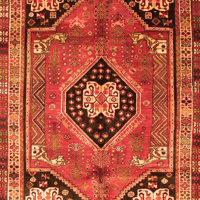 Serging Thickness of Machine Washable Persian Orange Traditional Area Rugs, wshtr34org