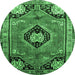 Round Persian Emerald Green Traditional Rug, tr34emgrn