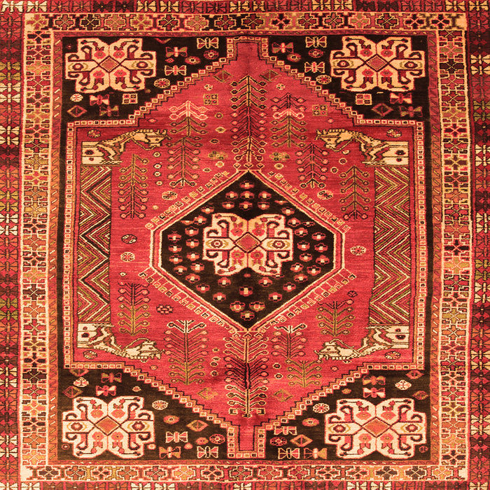 Round Machine Washable Persian Orange Traditional Area Rugs, wshtr34org