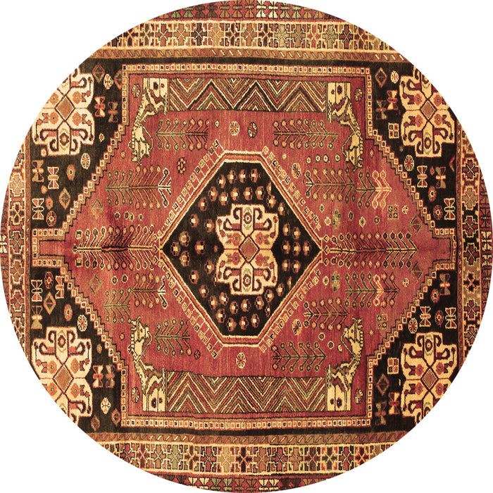 Round Persian Brown Traditional Rug, tr34brn