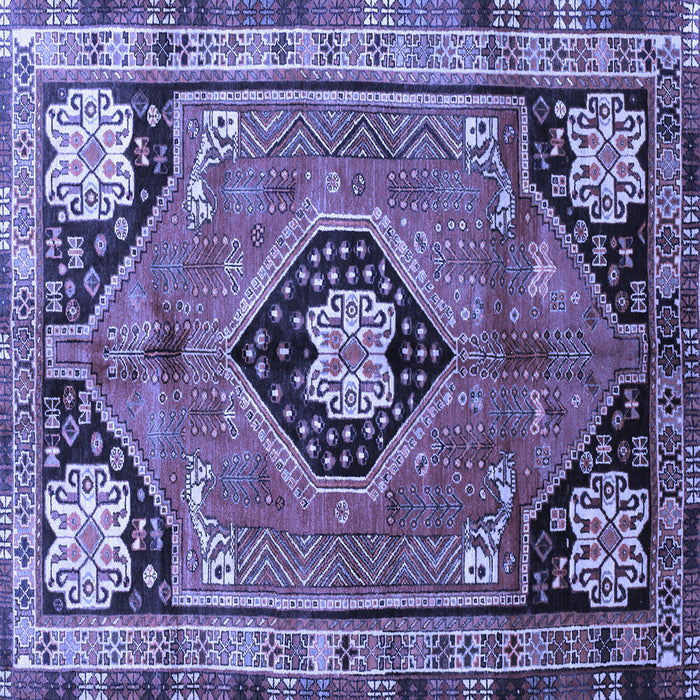Square Machine Washable Persian Blue Traditional Rug, wshtr34blu