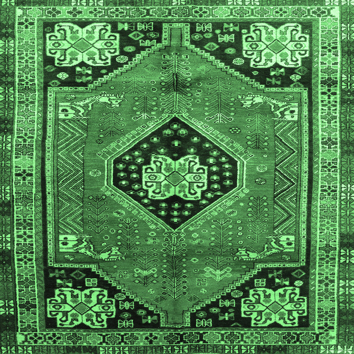 Square Machine Washable Persian Emerald Green Traditional Area Rugs, wshtr34emgrn