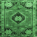 Square Machine Washable Persian Emerald Green Traditional Area Rugs, wshtr34emgrn