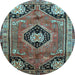 Round Persian Light Blue Traditional Rug, tr34lblu