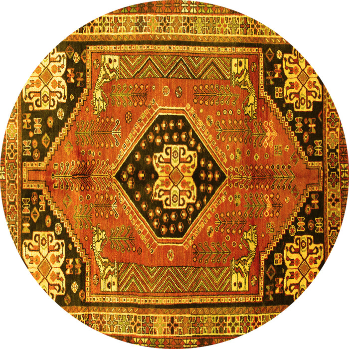 Round Persian Yellow Traditional Rug, tr34yw