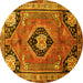 Round Persian Yellow Traditional Rug, tr34yw