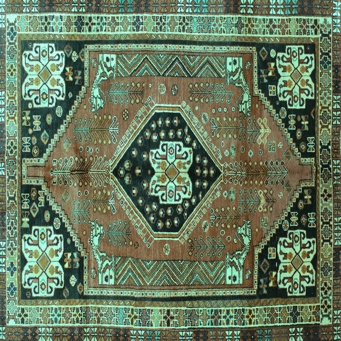 Square Persian Turquoise Traditional Rug, tr34turq