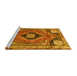Sideview of Machine Washable Persian Yellow Traditional Rug, wshtr34yw
