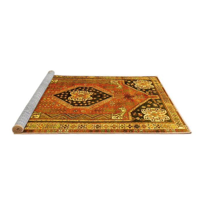 Sideview of Machine Washable Persian Yellow Traditional Rug, wshtr34yw