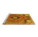 Sideview of Machine Washable Persian Yellow Traditional Rug, wshtr34yw