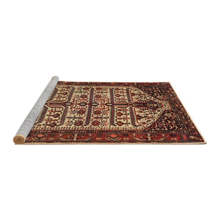 Sideview of Machine Washable Traditional Saffron Red Rug, wshtr35