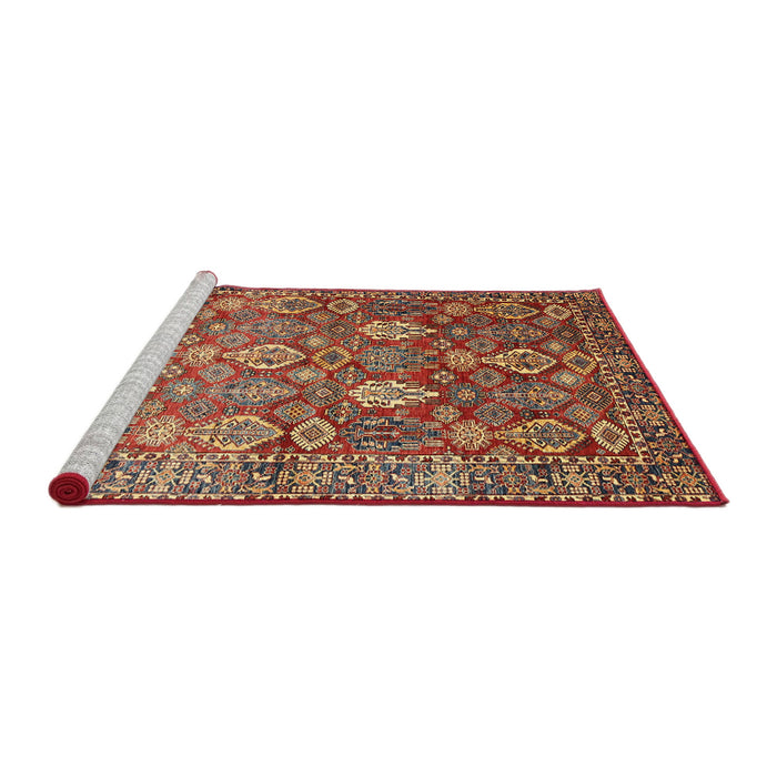 Sideview of Machine Washable Traditional Tomato Red Rug, wshtr350