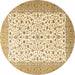 Round Persian Brown Traditional Rug, tr3500brn