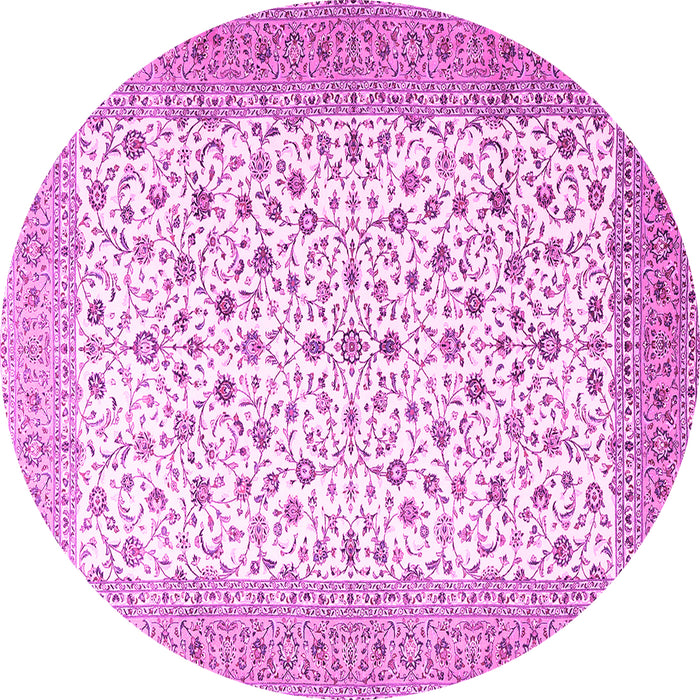 Round Machine Washable Persian Pink Traditional Rug, wshtr3500pnk