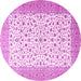 Round Machine Washable Persian Pink Traditional Rug, wshtr3500pnk