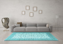 Machine Washable Persian Light Blue Traditional Rug in a Living Room, wshtr3500lblu