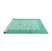 Sideview of Machine Washable Persian Turquoise Traditional Area Rugs, wshtr3500turq