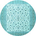 Round Machine Washable Persian Light Blue Traditional Rug, wshtr3500lblu