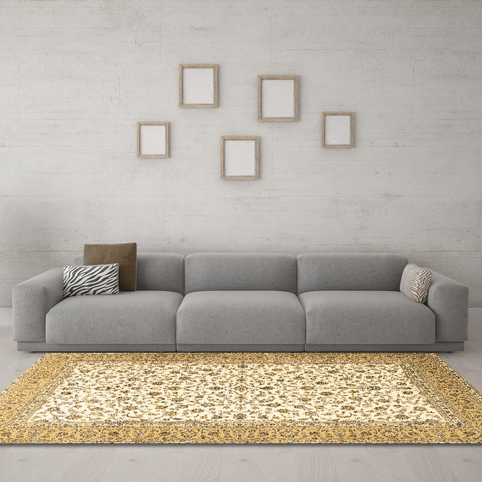 Machine Washable Persian Brown Traditional Rug in a Living Room,, wshtr3500brn