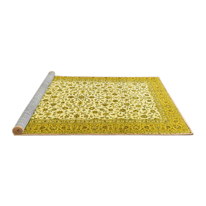 Sideview of Machine Washable Persian Yellow Traditional Rug, wshtr3500yw