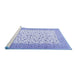 Sideview of Machine Washable Persian Blue Traditional Rug, wshtr3500blu