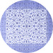 Round Machine Washable Persian Blue Traditional Rug, wshtr3500blu