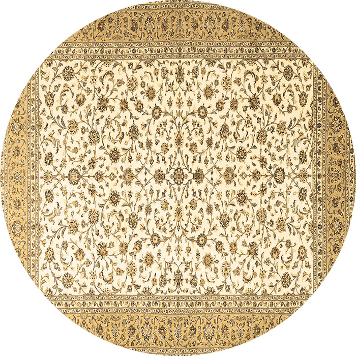 Round Machine Washable Persian Brown Traditional Rug, wshtr3500brn