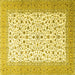 Square Machine Washable Persian Yellow Traditional Rug, wshtr3500yw