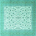 Square Machine Washable Persian Turquoise Traditional Area Rugs, wshtr3500turq