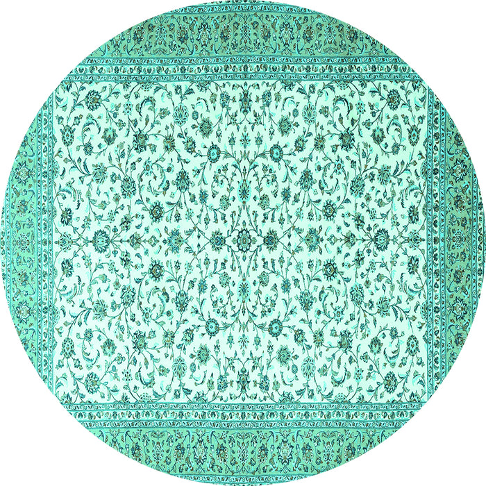 Round Persian Turquoise Traditional Rug, tr3500turq