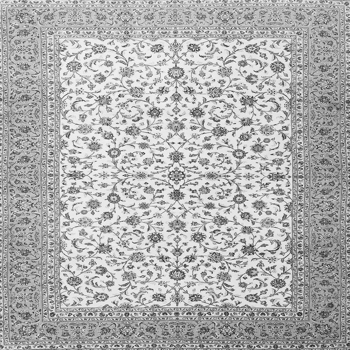 Round Machine Washable Persian Gray Traditional Rug, wshtr3500gry