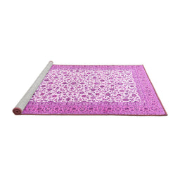 Sideview of Machine Washable Persian Pink Traditional Rug, wshtr3500pnk