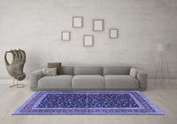 Machine Washable Persian Blue Traditional Rug, wshtr3501blu