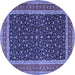 Round Persian Blue Traditional Rug, tr3501blu