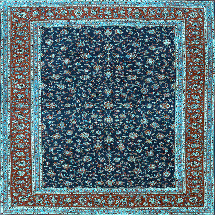 Square Machine Washable Persian Light Blue Traditional Rug, wshtr3501lblu