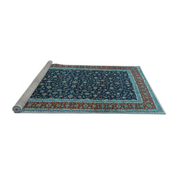 Sideview of Machine Washable Persian Light Blue Traditional Rug, wshtr3501lblu