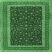 Square Machine Washable Persian Emerald Green Traditional Area Rugs, wshtr3501emgrn