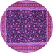 Round Persian Purple Traditional Rug, tr3501pur