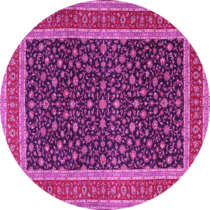Round Machine Washable Persian Pink Traditional Rug, wshtr3501pnk