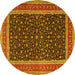 Round Persian Yellow Traditional Rug, tr3501yw